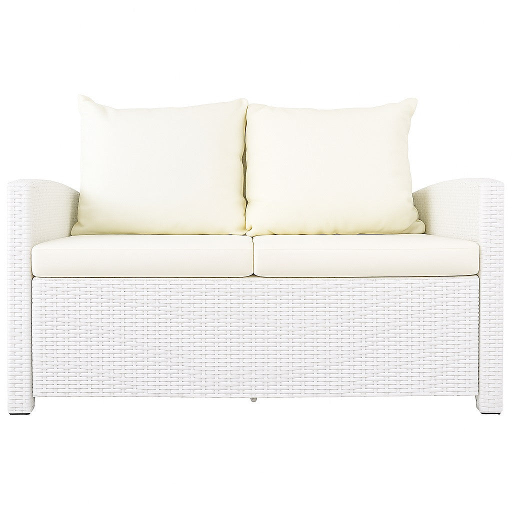 POHJOLA GARDEN Polyrottinki Ulkosohva 2-istuttava, valkoinen/beige, 120x67x74, EMMI