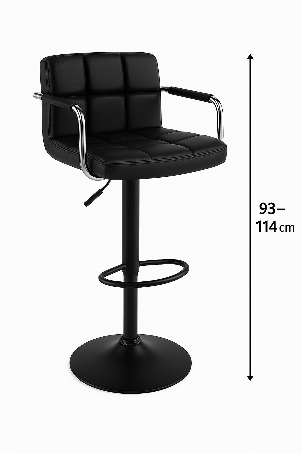 POHJOLA INDOOR Baarijakkara Selkä- ja käsinojilla & Jalkatuella, Musta, 2kpl