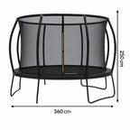 POHJOLAPULSE SPORTS LUXUS Trampoliini Ø 360cm Turvaverkolla MUSTA EDITION