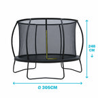 POHJOLAPULSE SPORTS LUXUS Trampoliini Ø 305cm Turvaverkolla, Musta