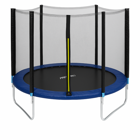 Trampoliini 244 cm turvaverkolla – galvanoitu runko, 48 jousta, 100 kg