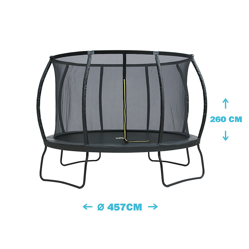 POHJOLAPULSE SPORTS LUXUS Trampoliini Ø 457cm Turvaverkolla, Musta