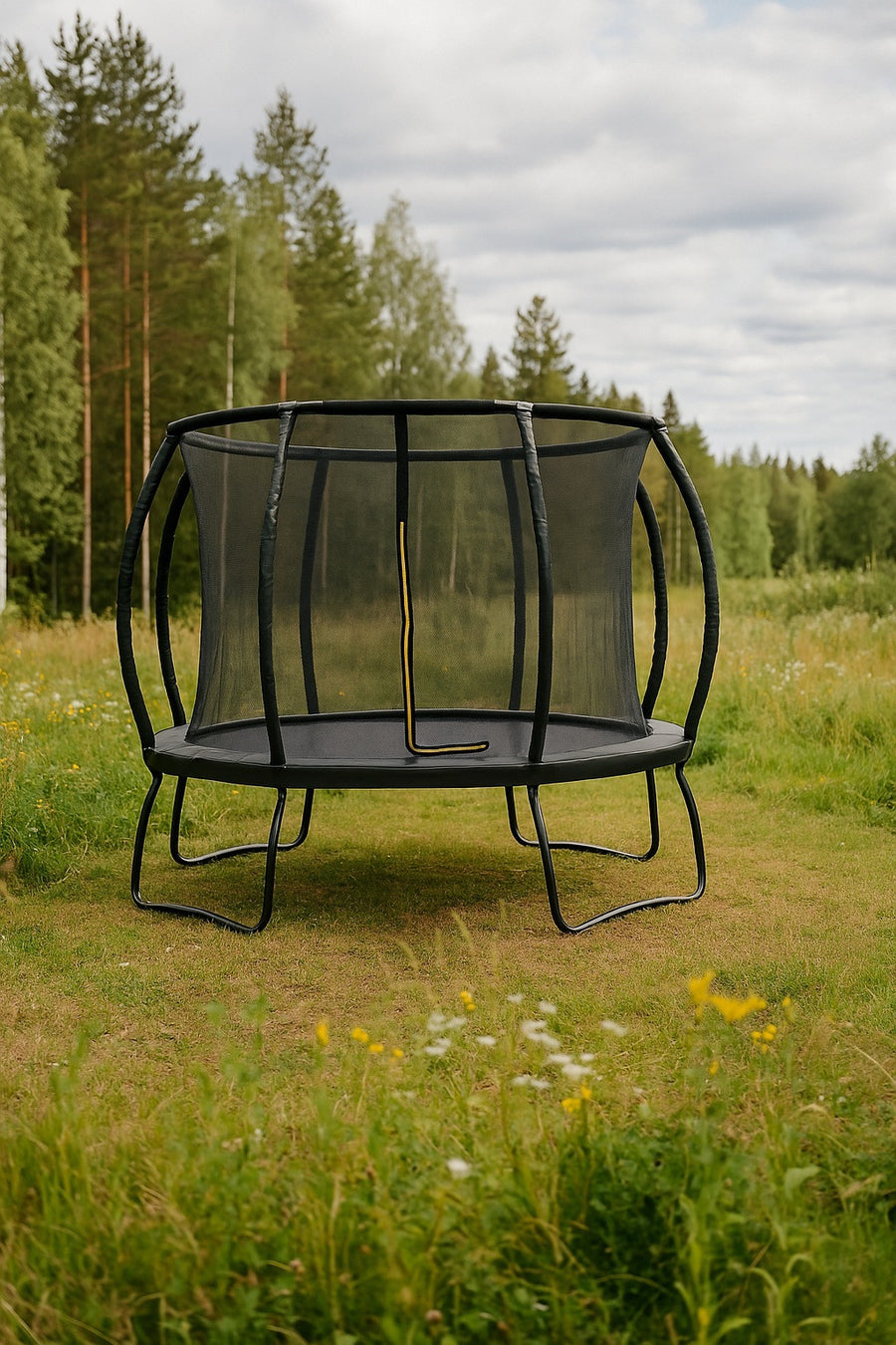 Hoppmatta 457 cm med säkerhetsnät – galvaniserad ram, 90 fjädrar, 150 kg