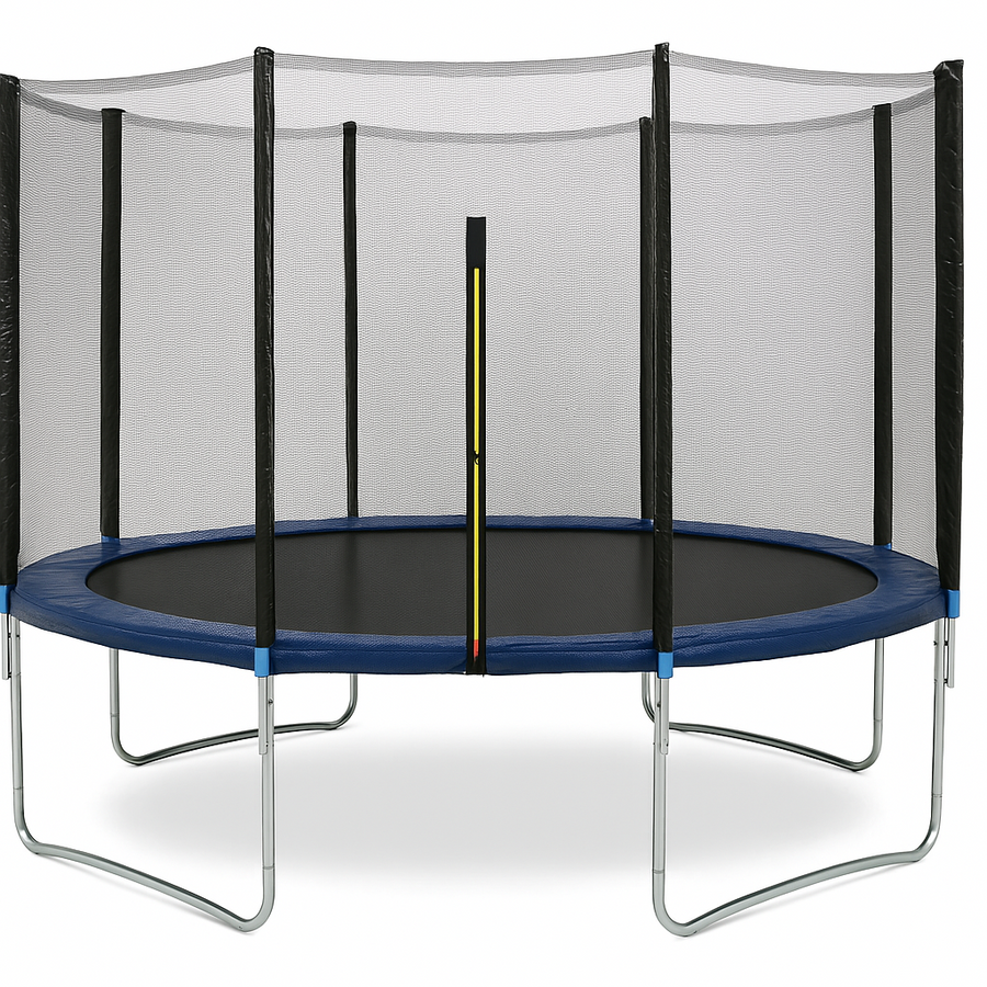 Trampoliini 360 cm turvaverkolla – 150 kg, galvanoitu runko, 72 jousta