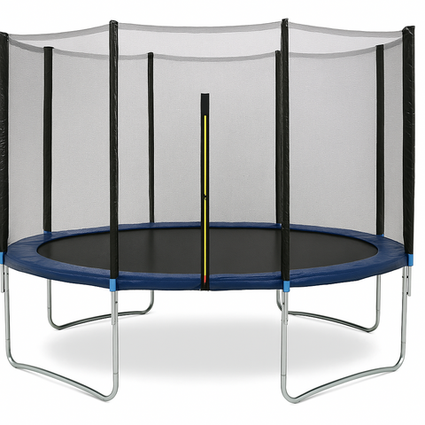 Trampoliini 360 cm turvaverkolla – 150 kg, galvanoitu runko, 72 jousta