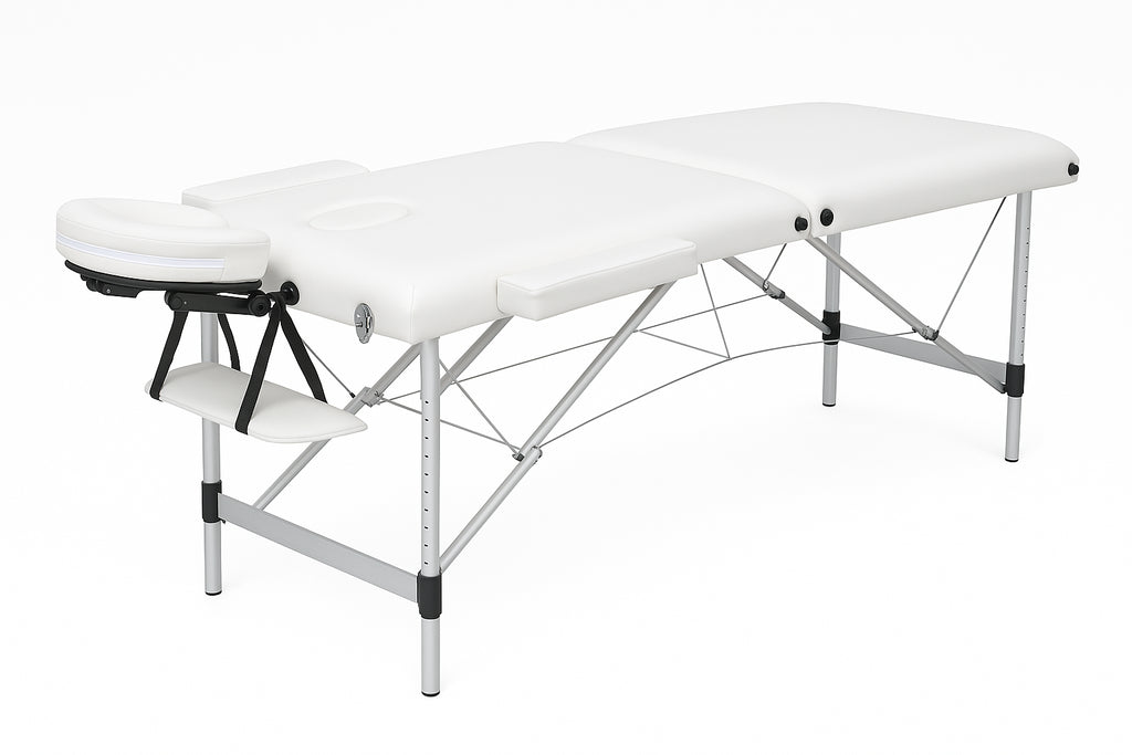 POHJOLAN URHEILUTARVIKE Taitettava Hierontapöytä Premium Alu 2V, 195x70cm, Valkoinen