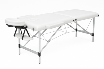Massagebänk 195 x 70 cm, vit – 2 zoner, 225 kg, aluminiumram