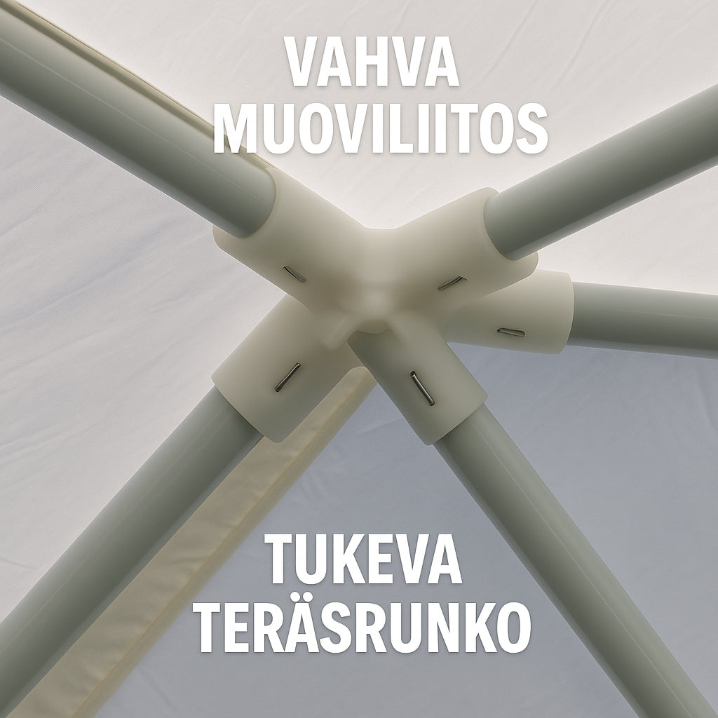 POHJOLA GARDEN Juhlateltta / Paviljonki irrotettavilla sivuilla 3x9m PE, Valkoinen