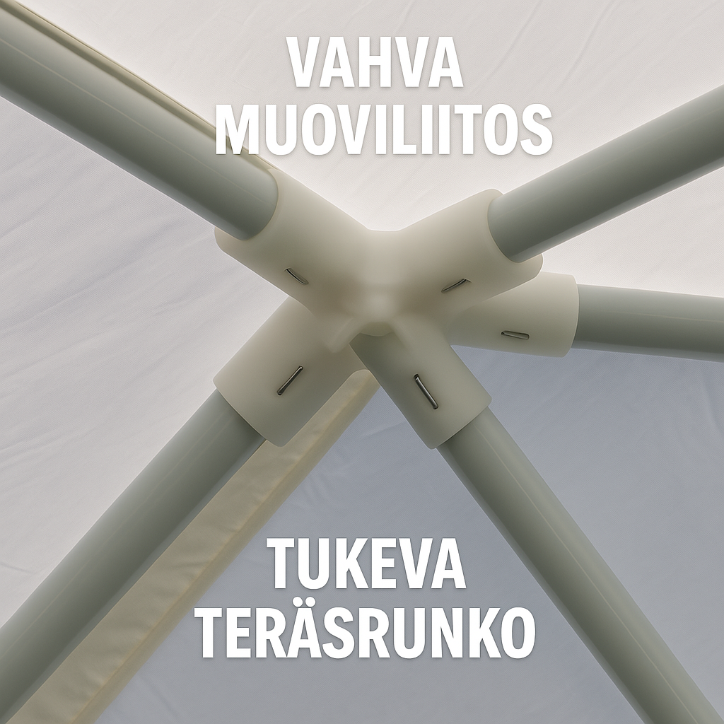 Juhlateltta 3 x 9 m – irrotettavat sivut, PE-kangas, vetoketjuovi, harmaa