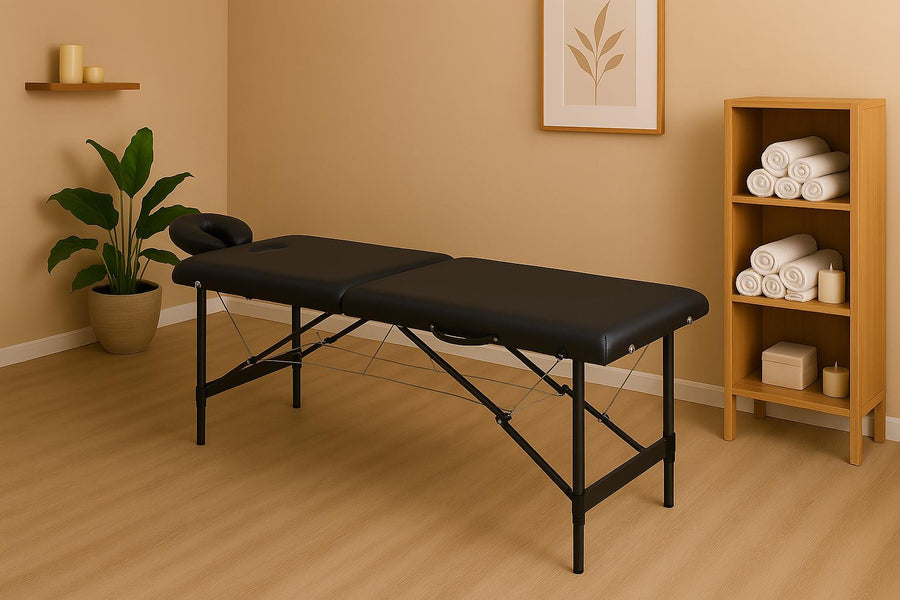 Massagebänk 195 x 70 cm – 2 zoner, 5 cm stoppning, aluminiumram