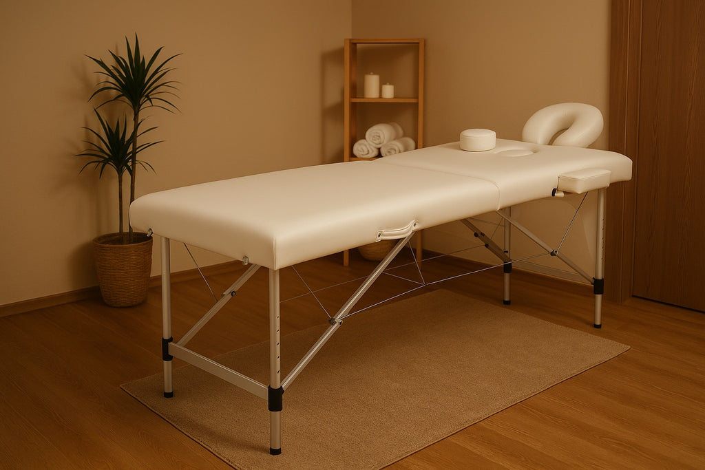 POHJOLAN URHEILUTARVIKE Taitettava Hierontapöytä LUXUS Alu 2V, 195x70cm, Valkoinen