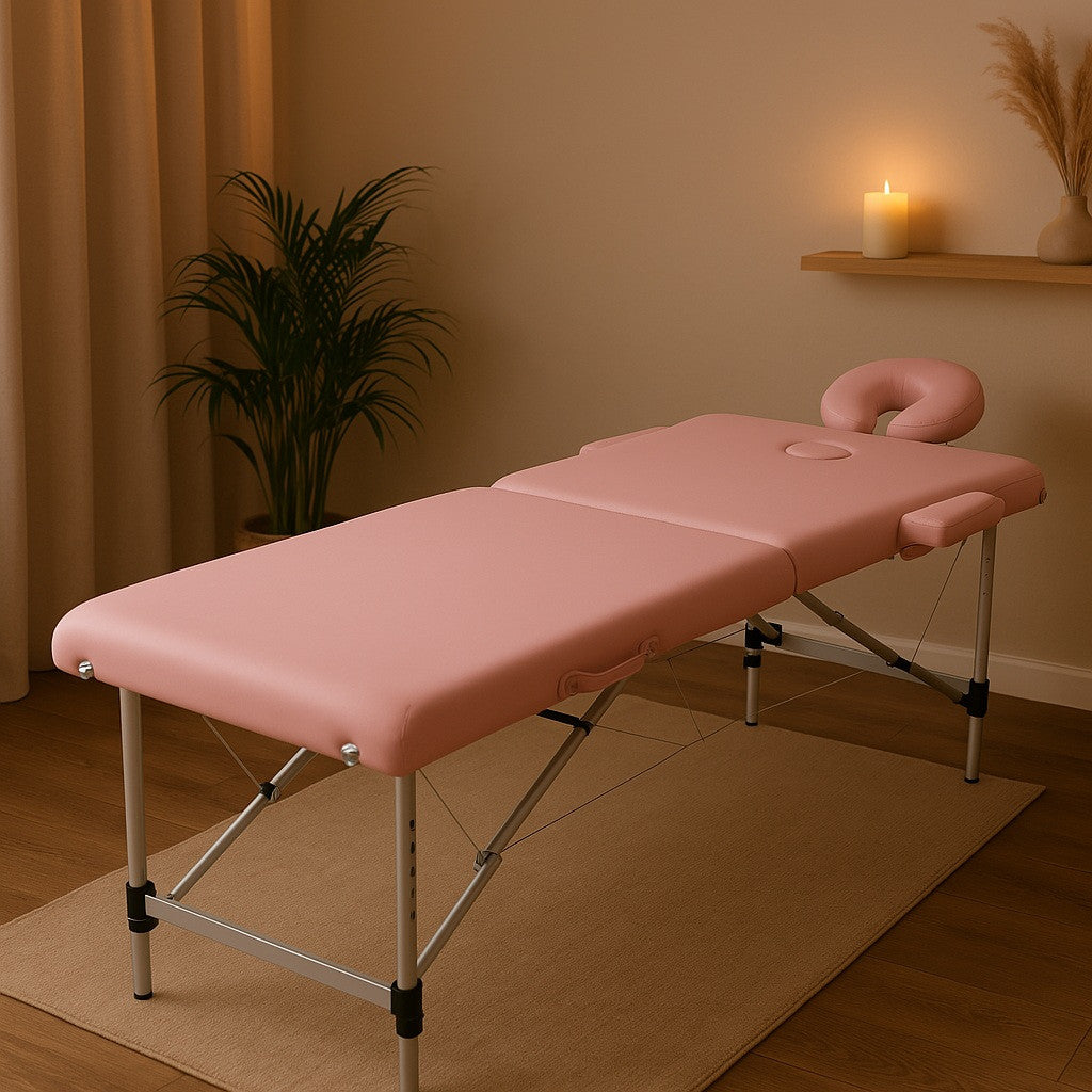 POHJOLAN URHEILUTARVIKE Kokoontaitettava Hierontapöytä Premium Alu 2V, 195x70cm, Pinkki