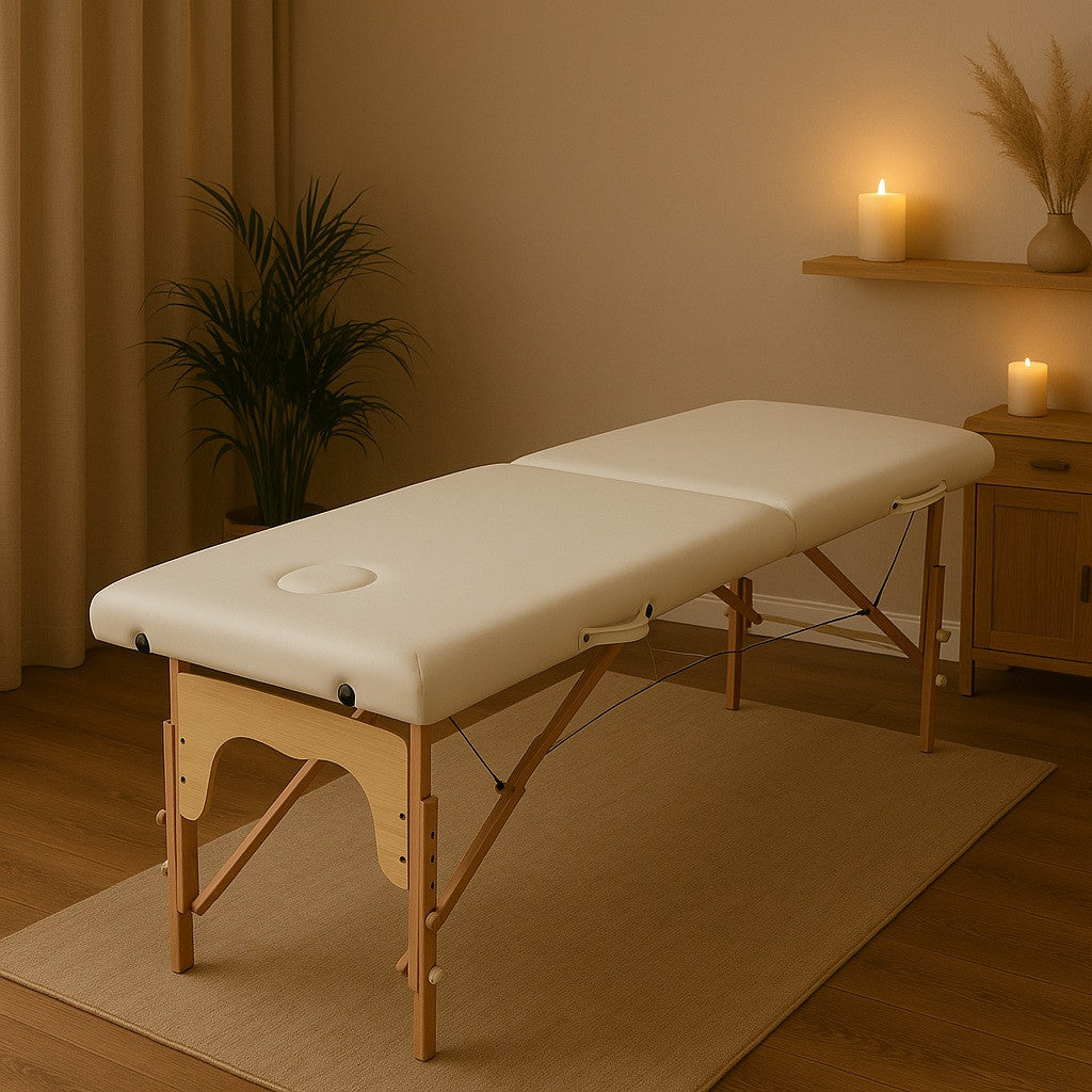 POHJOLAN URHEILUTARVIKE Taitettava Hierontapöytä Basic Puu 2V, 186x60cm, Valkoinen