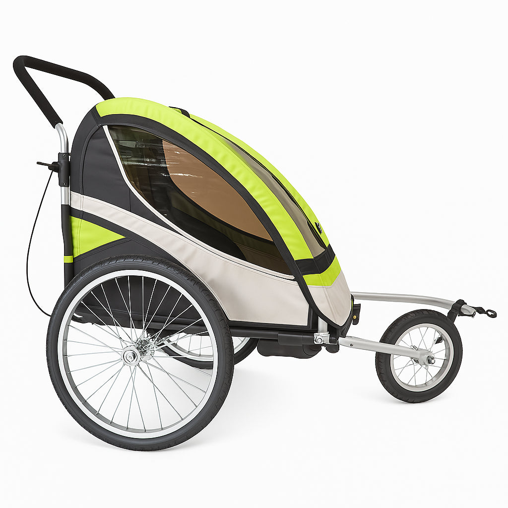 Pohjola Motors  Polkupyörän peräkärry 2-in-1 PACE Vihreä, 2 lapselle, Max. 40 kg