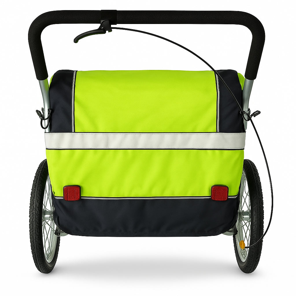 Pohjola Motors  Polkupyörän peräkärry 2-in-1 PACE Vihreä, 2 lapselle, Max. 40 kg