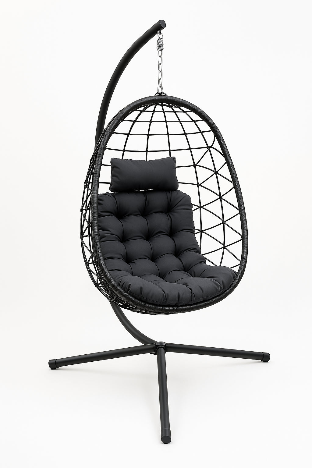 ILARI Riipputuoli / Korituoli Telineellä ja Jalustalla, Polyrottinki, Musta