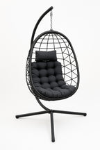 ILARI Riipputuoli / Korituoli Telineellä ja Jalustalla, Polyrottinki, Musta