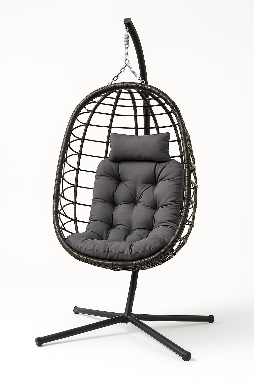 ILARI Riipputuoli / Korituoli Telineellä ja Jalustalla, Polyrottinki, Musta