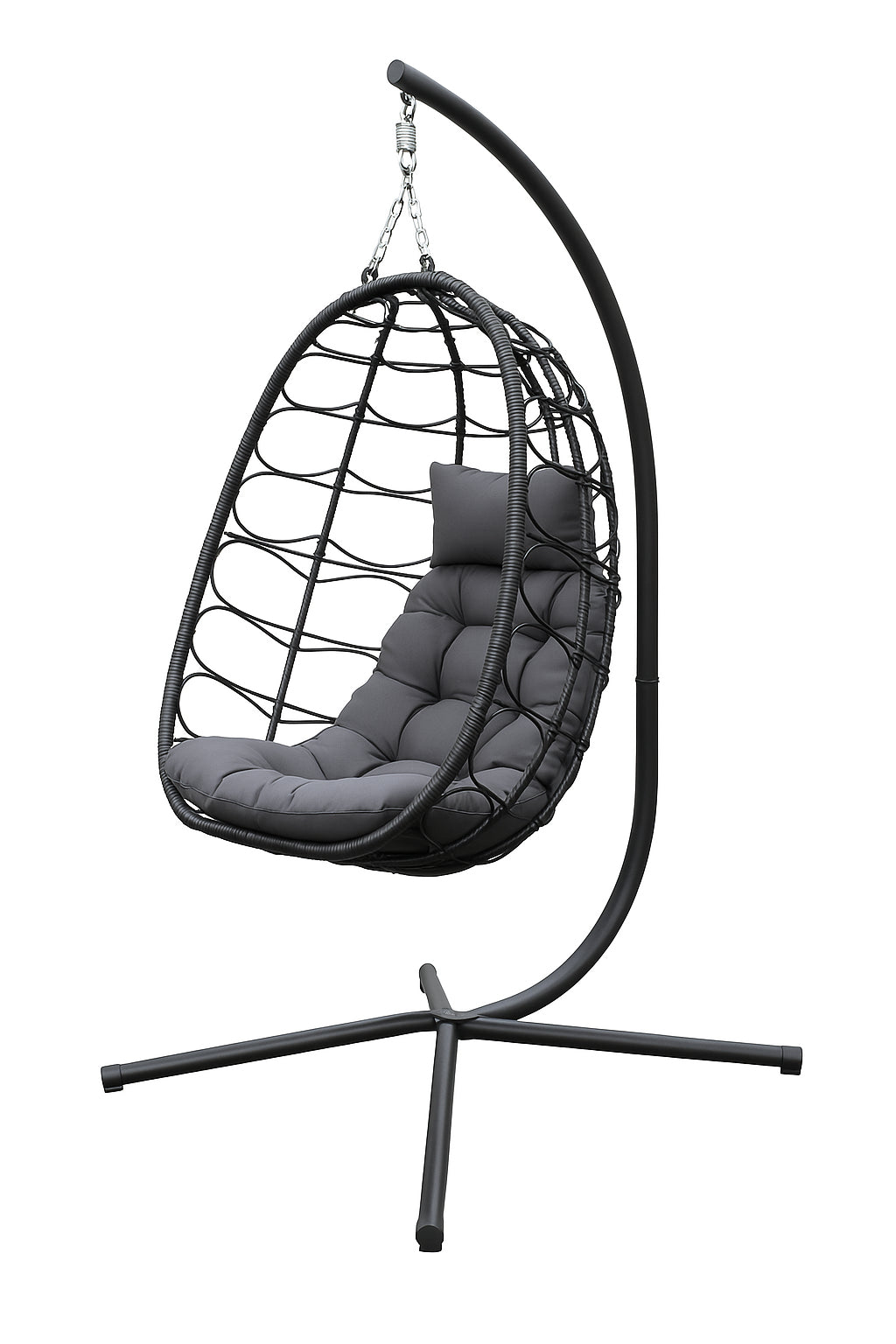 ILARI Riipputuoli / Korituoli Telineellä ja Jalustalla, Polyrottinki, Musta