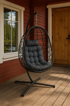 ILARI Riipputuoli / Korituoli Telineellä ja Jalustalla, Polyrottinki, Musta