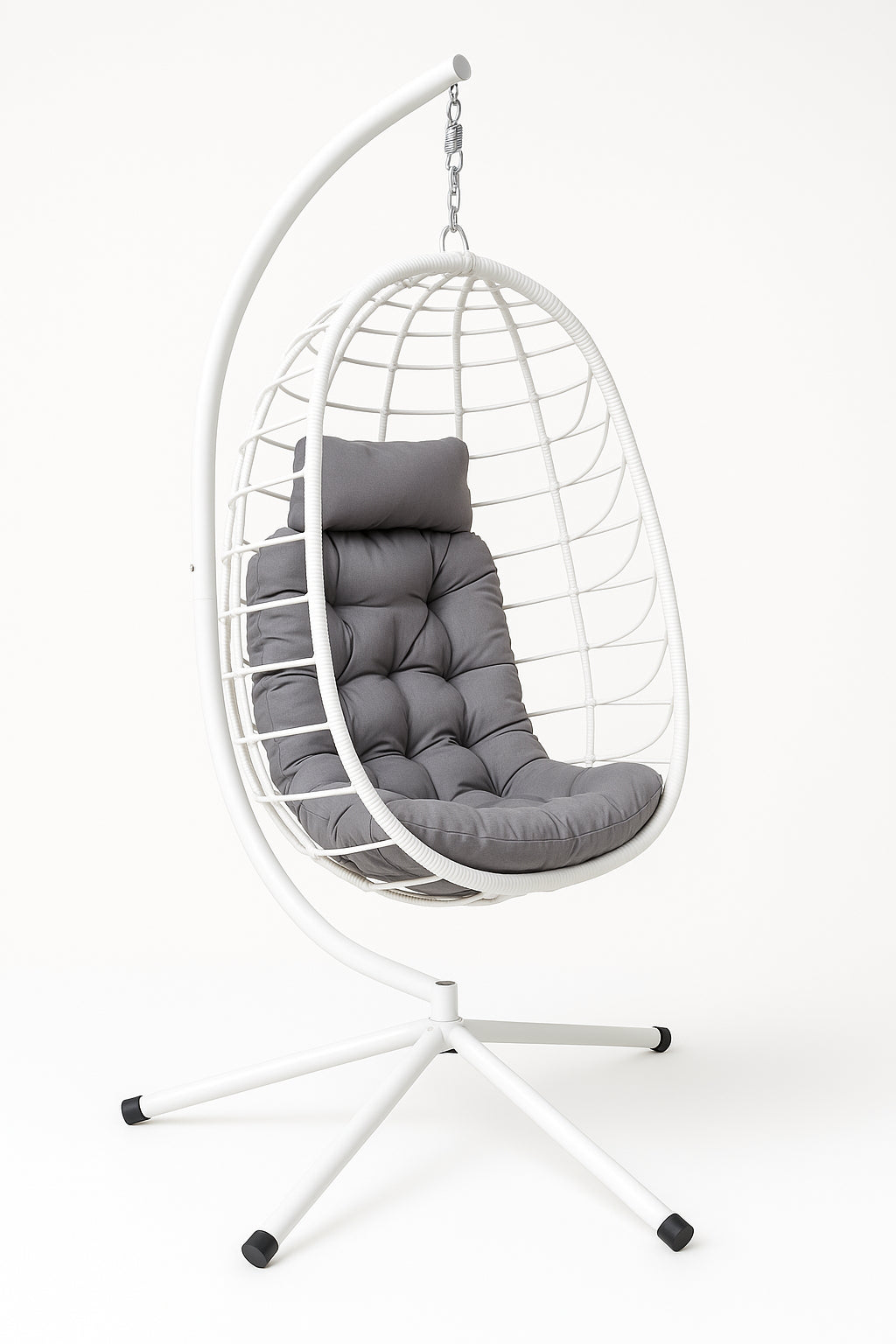 ILARI Riipputuoli / Korituoli Telineellä ja Jalustalla, Polyrottinki, Valkoinen