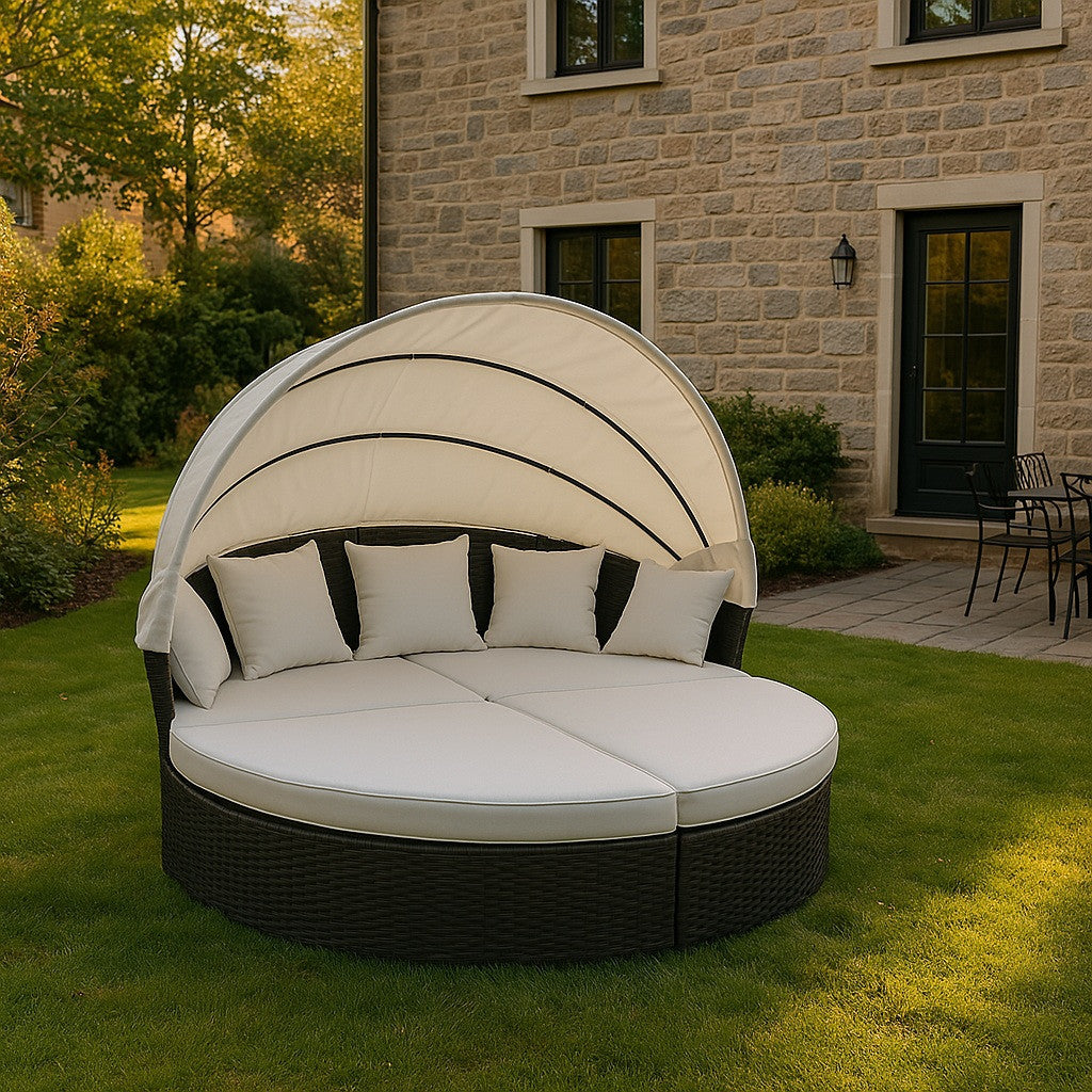 POHJOLA GARDEN Polyrottinki Aurinkovuode / Aurinkosänky 200 cm, Musta / beige