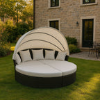 POHJOLA GARDEN Polyrottinki Aurinkovuode / Aurinkosänky 200 cm, Musta / beige