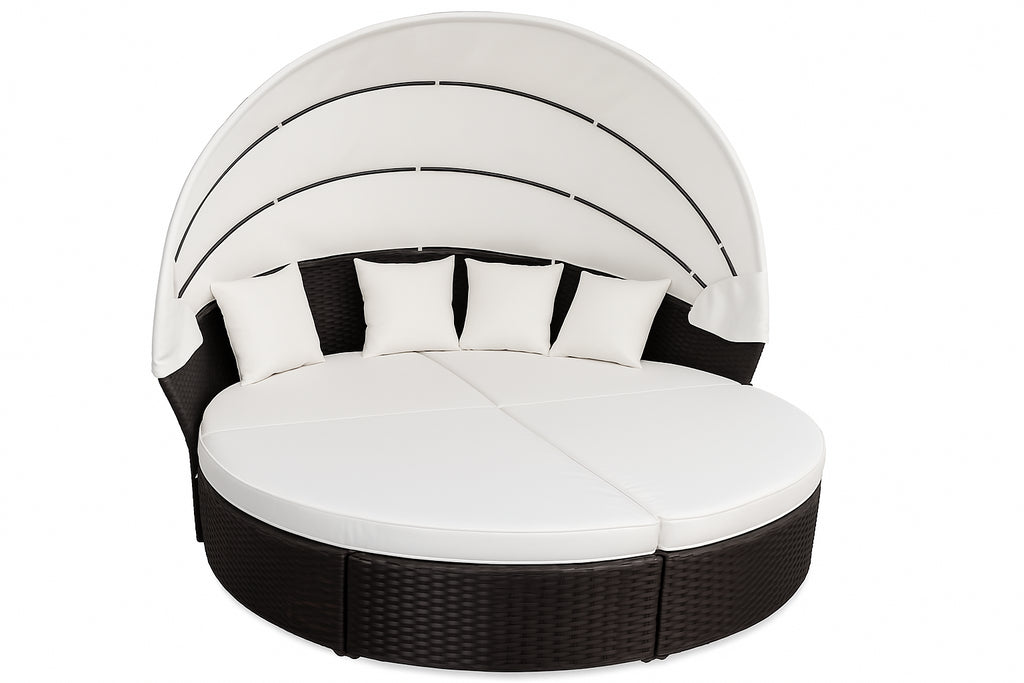 POHJOLA GARDEN Polyrottinki Aurinkovuode / Aurinkosänky 200 cm, Musta / beige