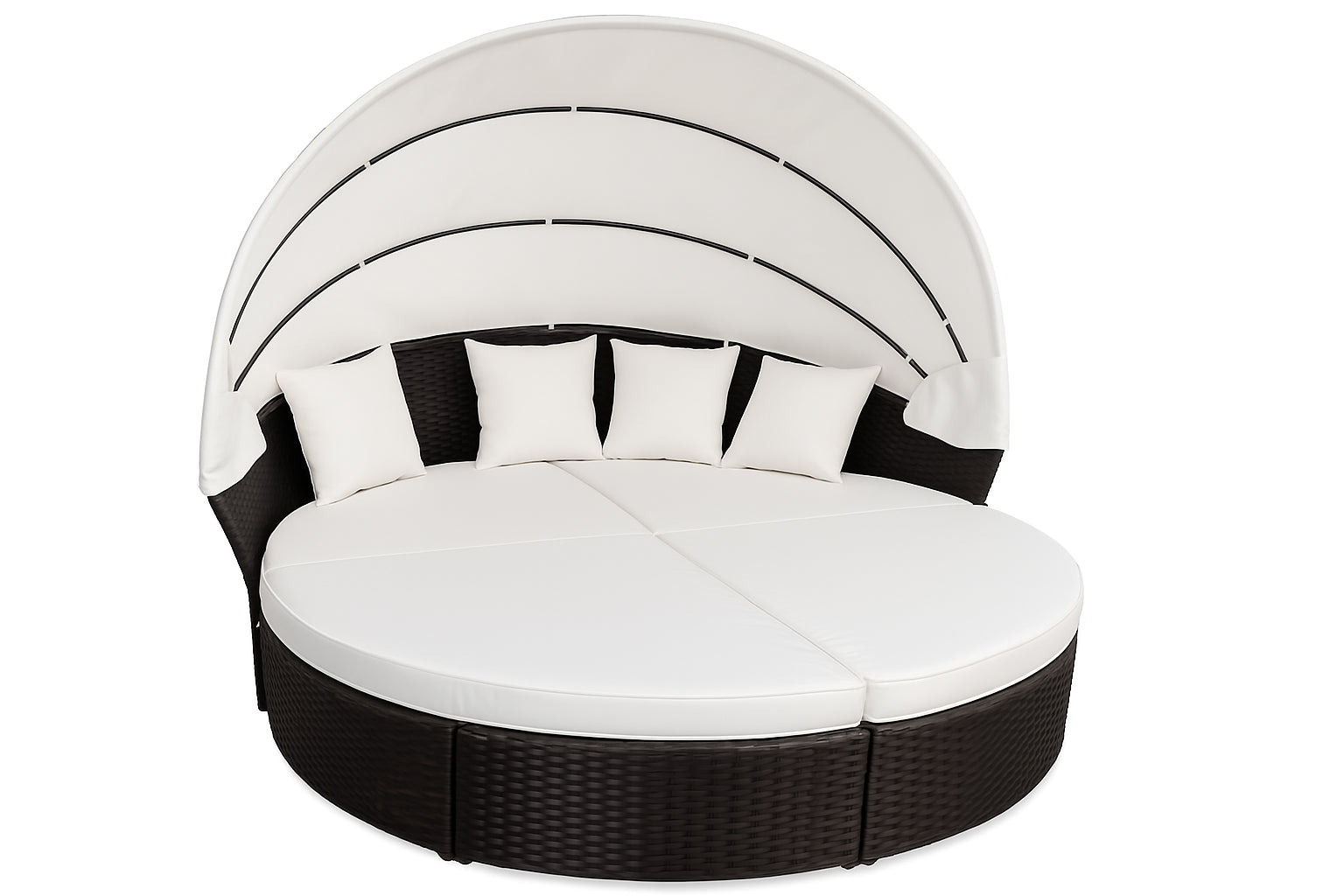 POHJOLA GARDEN Polyrottinki Aurinkovuode / Aurinkosänky 200 cm, Musta / beige