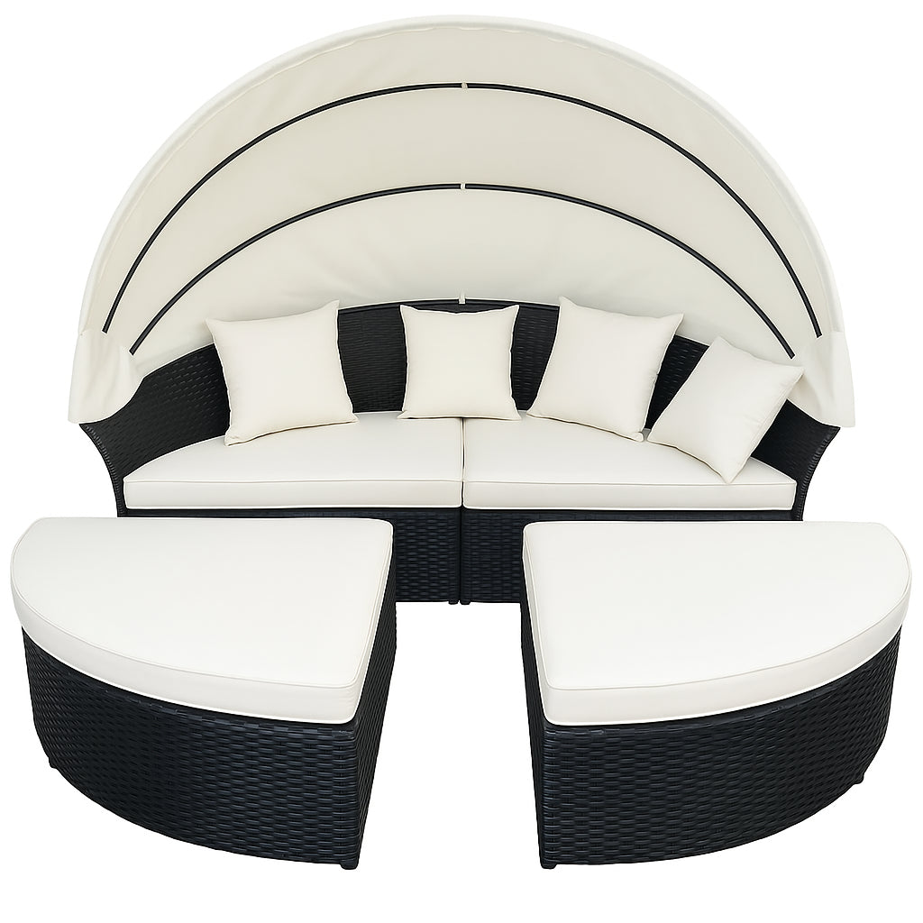 POHJOLA GARDEN Polyrottinki Aurinkovuode / Aurinkosänky 200 cm, Musta / beige