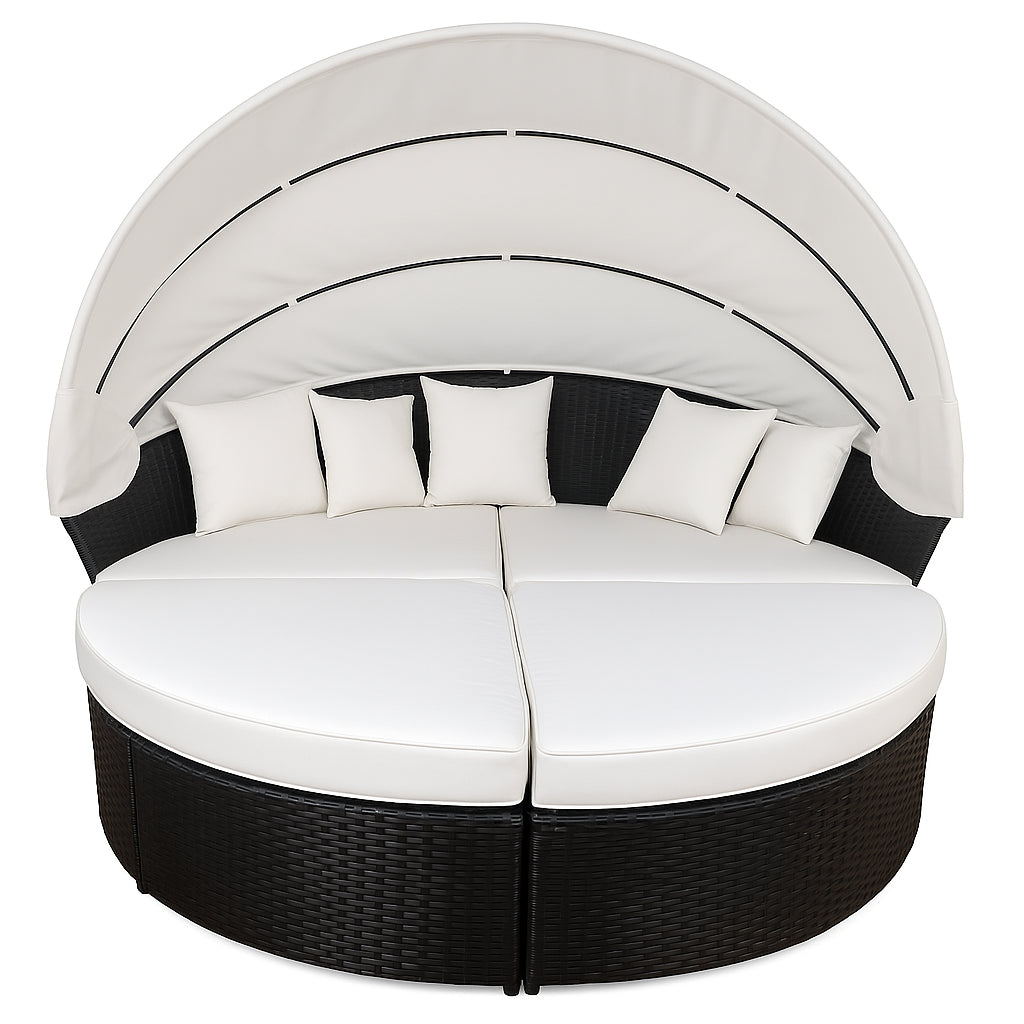 POHJOLA GARDEN Polyrottinki Aurinkovuode / Aurinkosänky 200 cm, Musta / beige