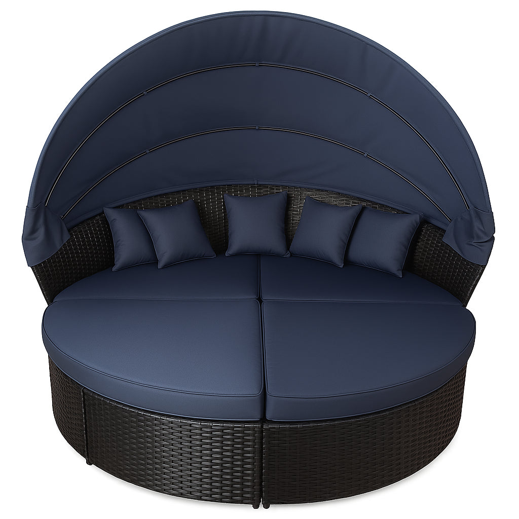 POHJOLA GARDEN Polyrottinki Aurinkovuode / Aurinkosänky 200 cm, Musta / harmaa