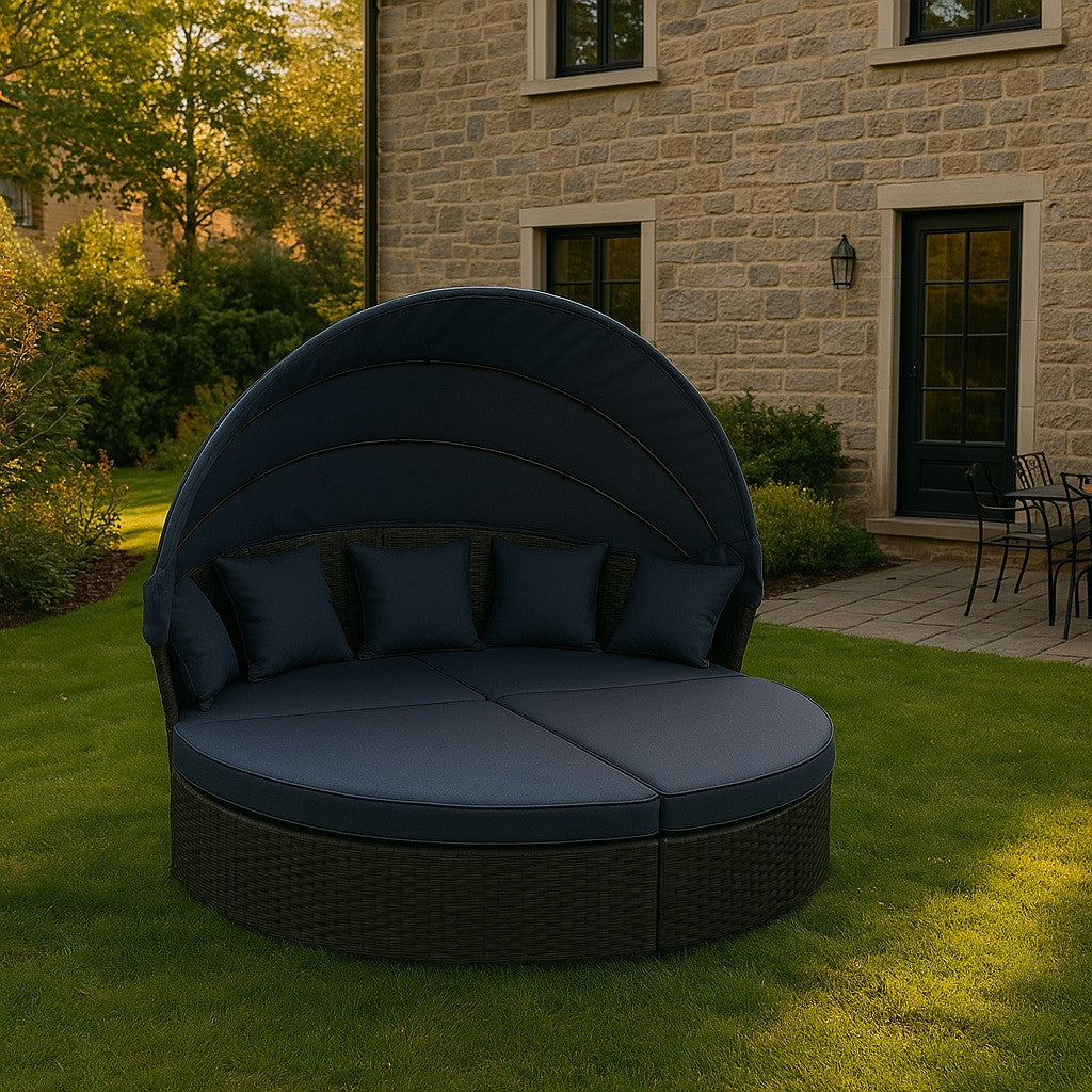 POHJOLA GARDEN Polyrottinki Aurinkovuode / Aurinkosänky 200 cm, Musta / harmaa