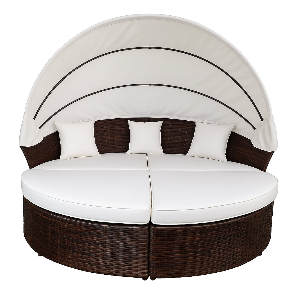 POHJOLA GARDEN Polyrottinki Aurinkovuode / Aurinkosänky 200 cm, Ruskea / beige