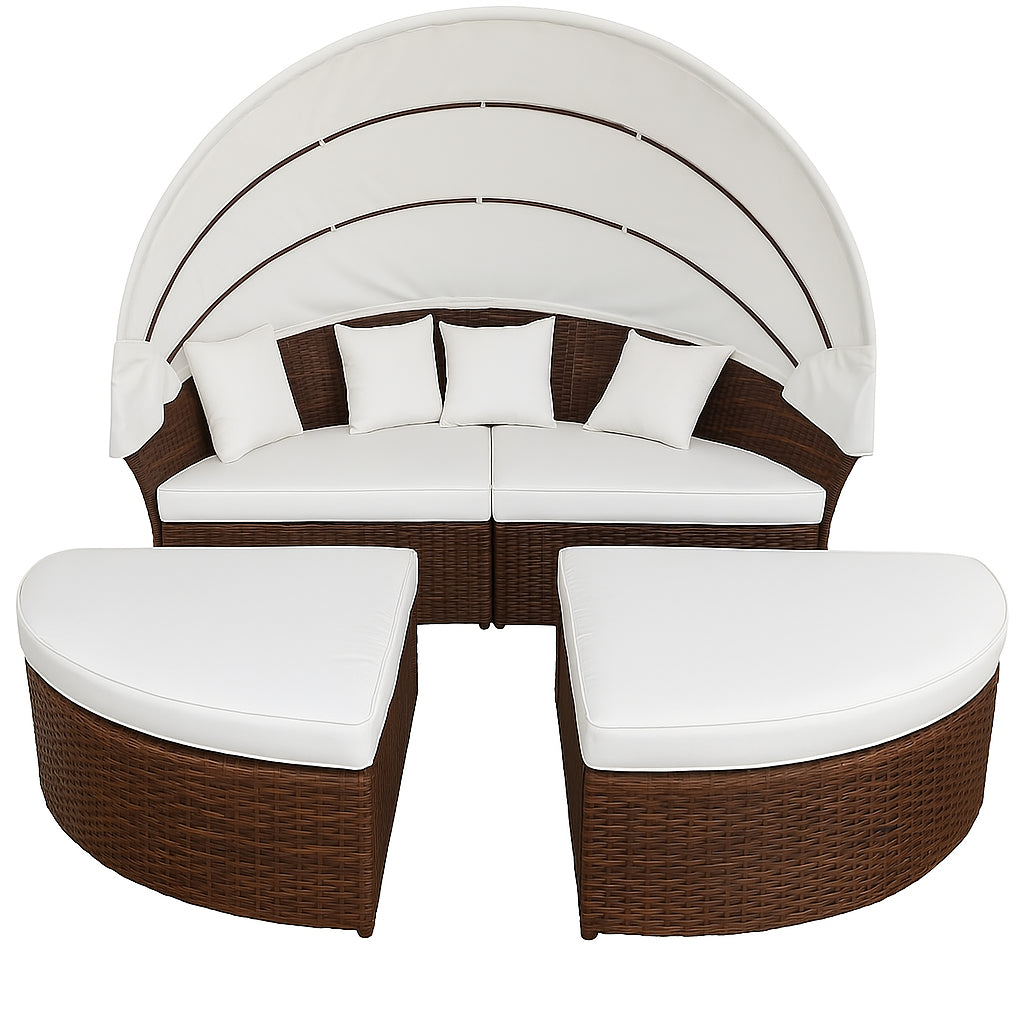 POHJOLA GARDEN Polyrottinki Aurinkovuode / Aurinkosänky 200 cm, Ruskea / beige