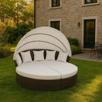 POHJOLA GARDEN Polyrottinki Aurinkovuode / Aurinkosänky 200 cm, Ruskea / beige