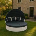 POHJOLA GARDEN Polyrottinki Aurinkovuode / Aurinkosänky 200 cm, Valkoinen / harmaa