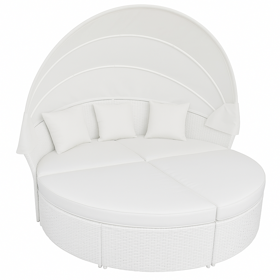 Solstol 200 cm – 3-delad, polyrotting, 8 cm stoppning