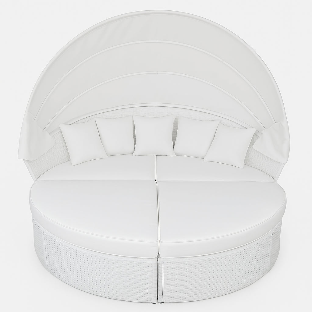 POHJOLA GARDEN Polyrottinki Aurinkovuode / Aurinkosänky 200 cm, Valkoinen / beige