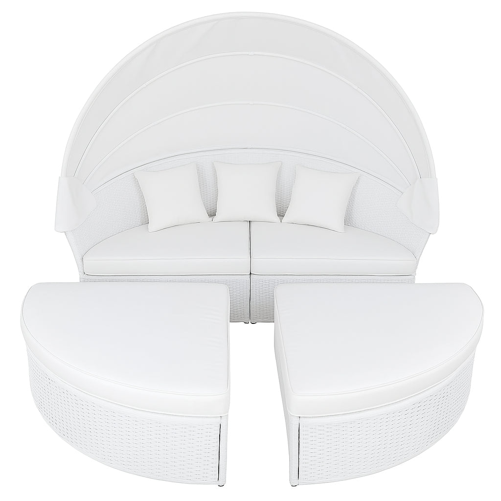 POHJOLA GARDEN Polyrottinki Aurinkovuode / Aurinkosänky 200 cm, Valkoinen / beige