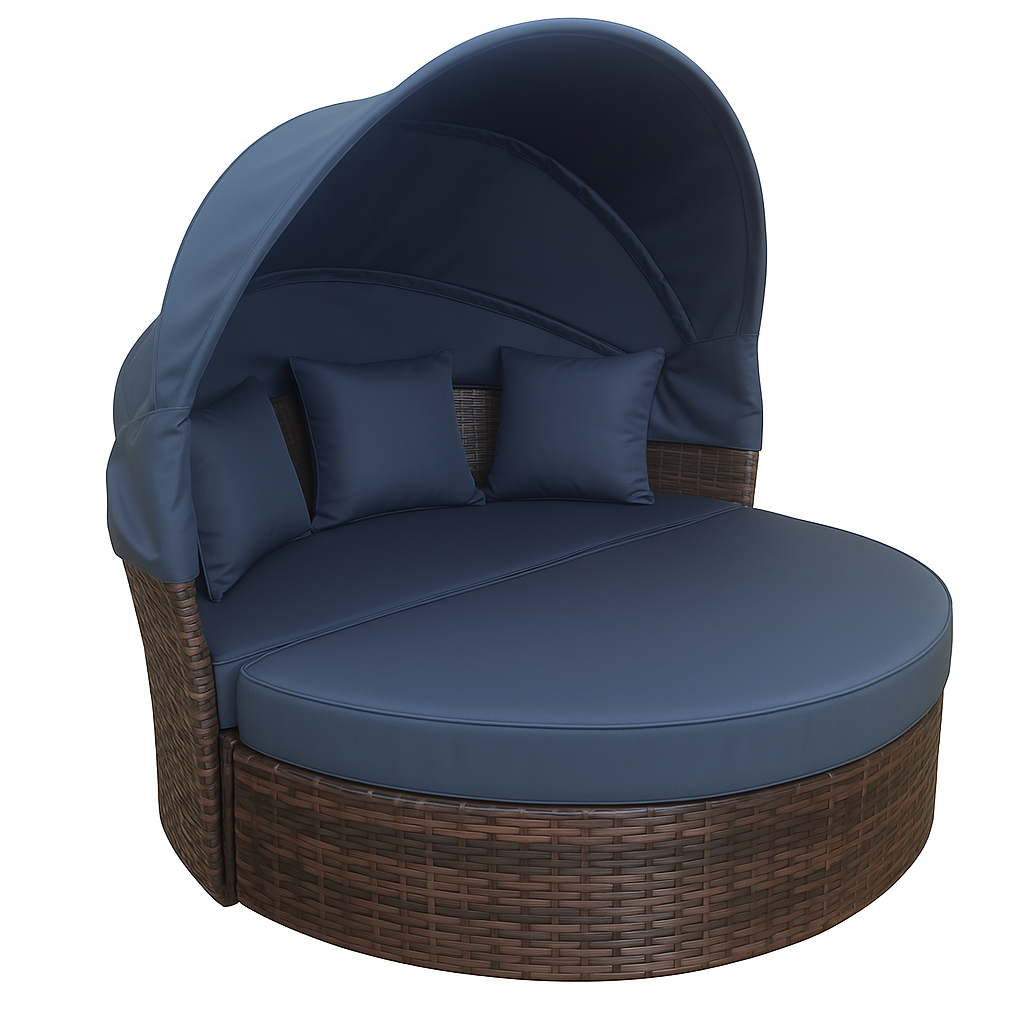 Polyrottinki aurinkovuode 165 cm – 10 cm pehmuste, teräsrunko, ruskea/harmaa