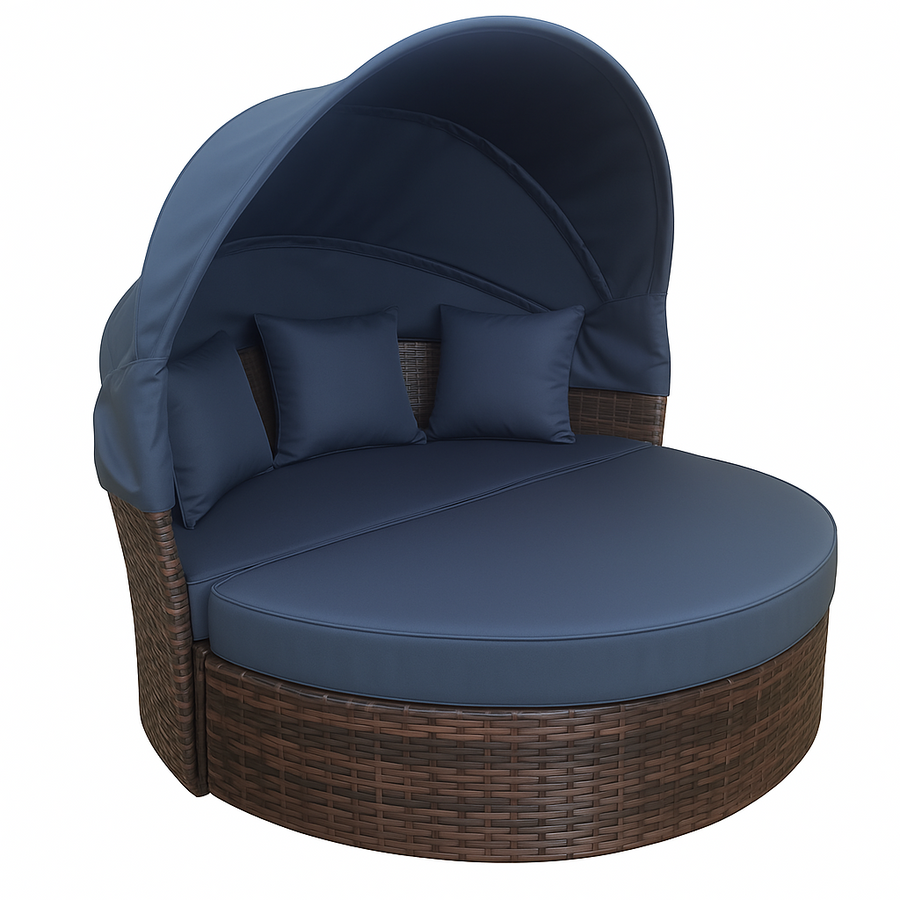 Polyrottinki aurinkovuode 165 cm – 10 cm pehmuste, teräsrunko, ruskea/harmaa