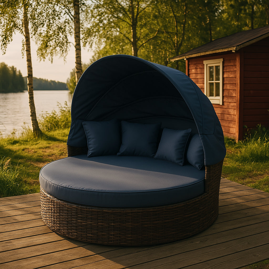 POHJOLA GARDEN Polyrottinki Aurinkovuode / Aurinkosänky 165 cm, Ruskea / harmaa