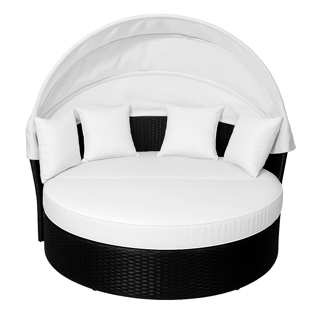 POHJOLA GARDEN Polyrottinki Aurinkovuode / Aurinkosänky 165 cm, Musta / beige