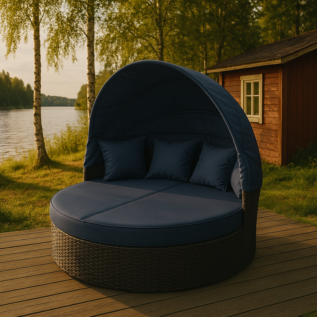 POHJOLA GARDEN Polyrottinki Aurinkovuode / Aurinkosänky 165 cm, Musta / harmaa