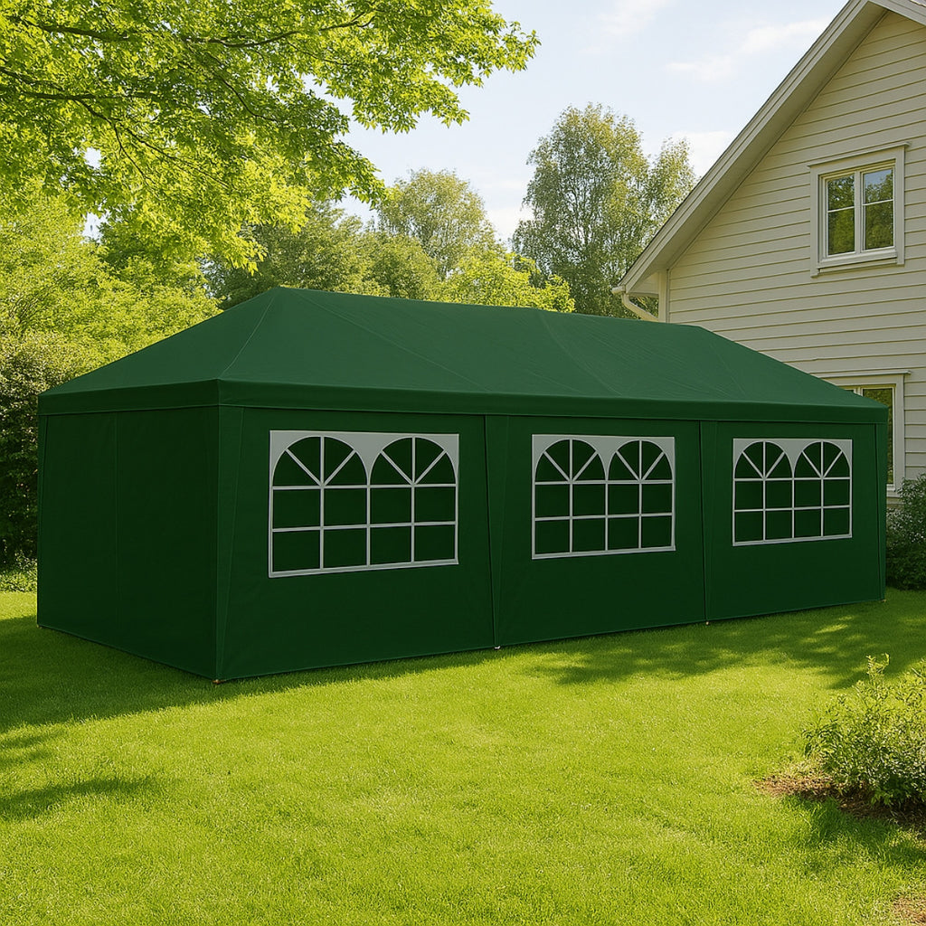 POHJOLA GARDEN Juhlateltta / Paviljonki irrotettavilla sivuilla 3x9m PE, Vihreä