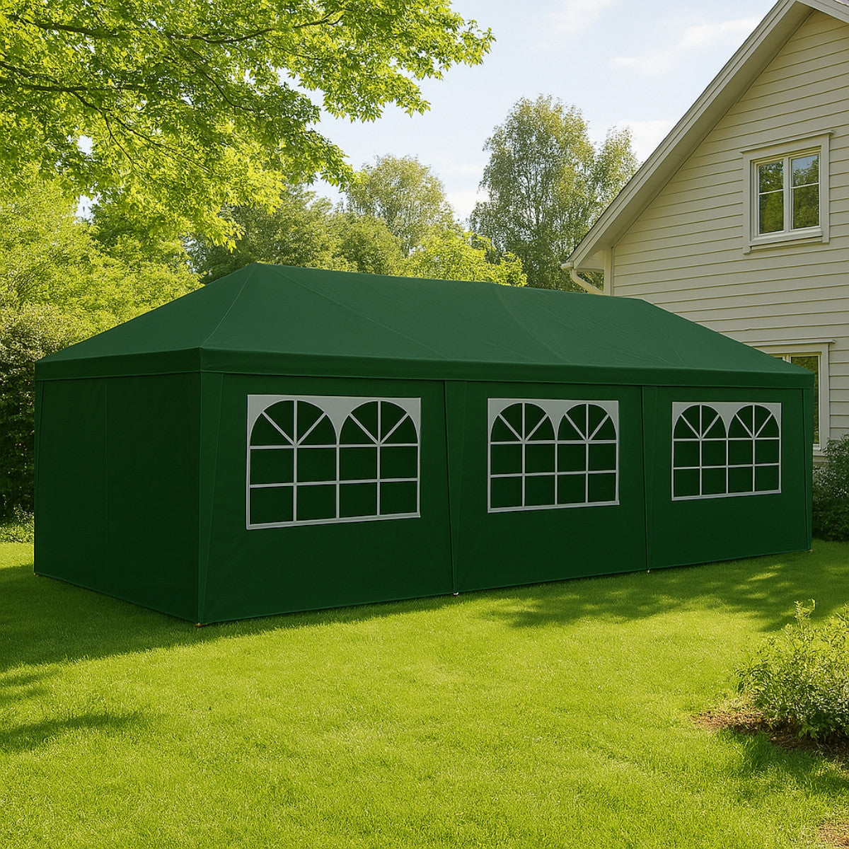 POHJOLA GARDEN Juhlateltta / Paviljonki irrotettavilla sivuilla 3x9m PE, Vihreä