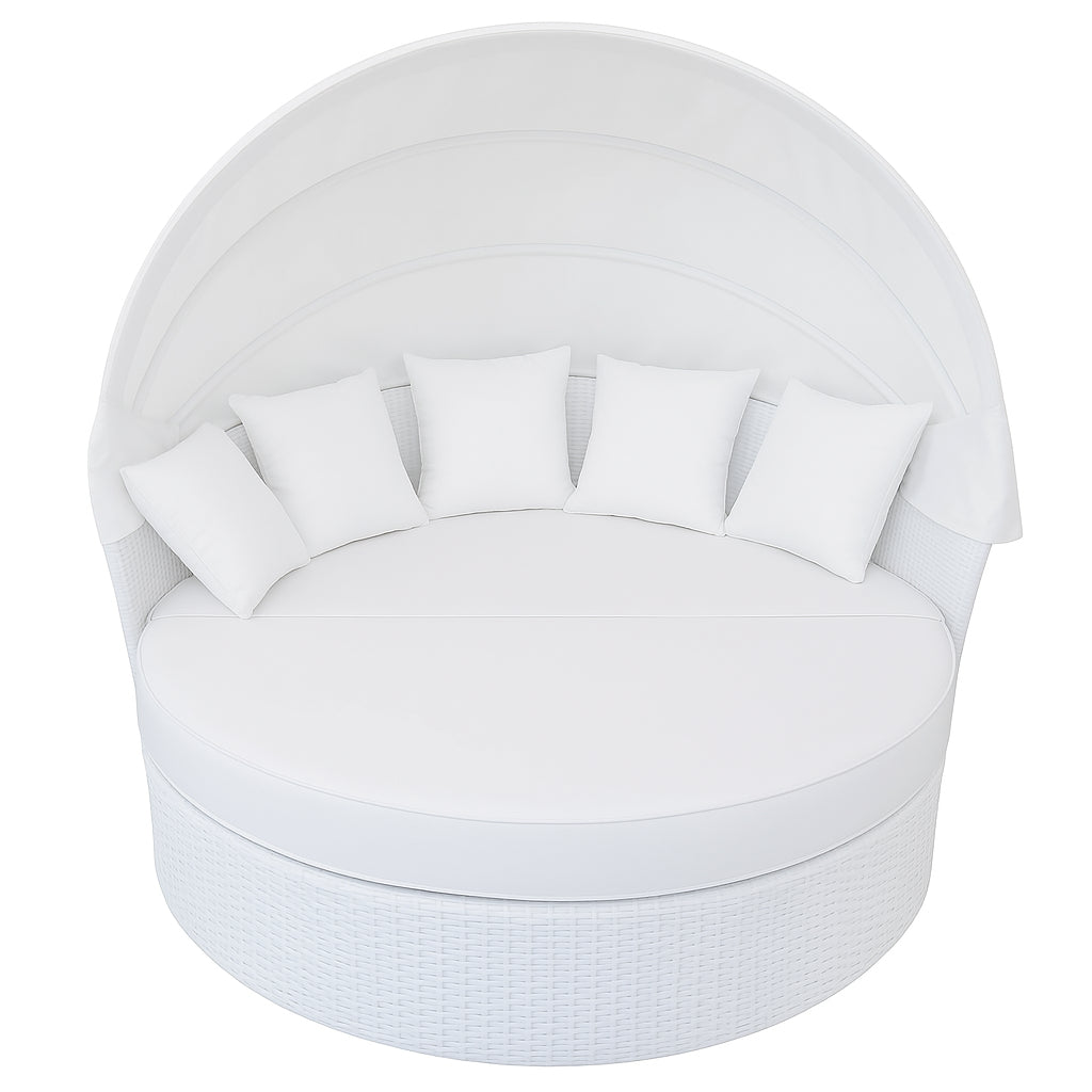 POHJOLA GARDEN Polyrottinki Aurinkovuode / Aurinkosänky 165 cm, Valkoinen / beige