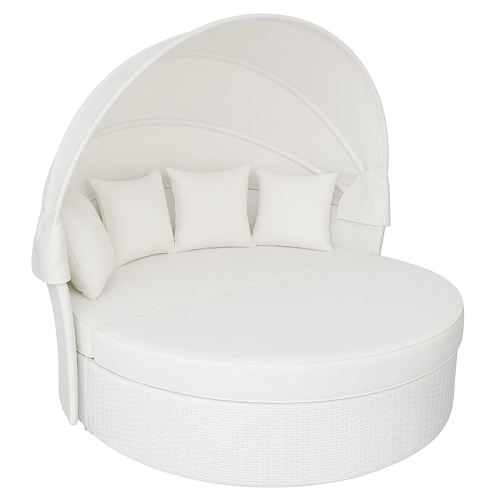 POHJOLA GARDEN Polyrottinki Aurinkovuode / Aurinkosänky 165 cm, Valkoinen / beige