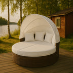 POHJOLA GARDEN Polyrottinki Aurinkovuode / Aurinkosänky 165 cm, Ruskea / beige